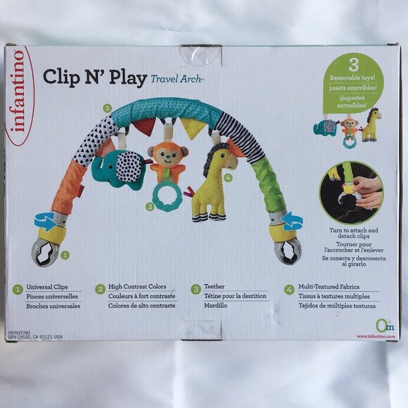 Infantino Clip N' Play Travel Arch with 3 Removable Animal Friends - Picture 2 of 10
